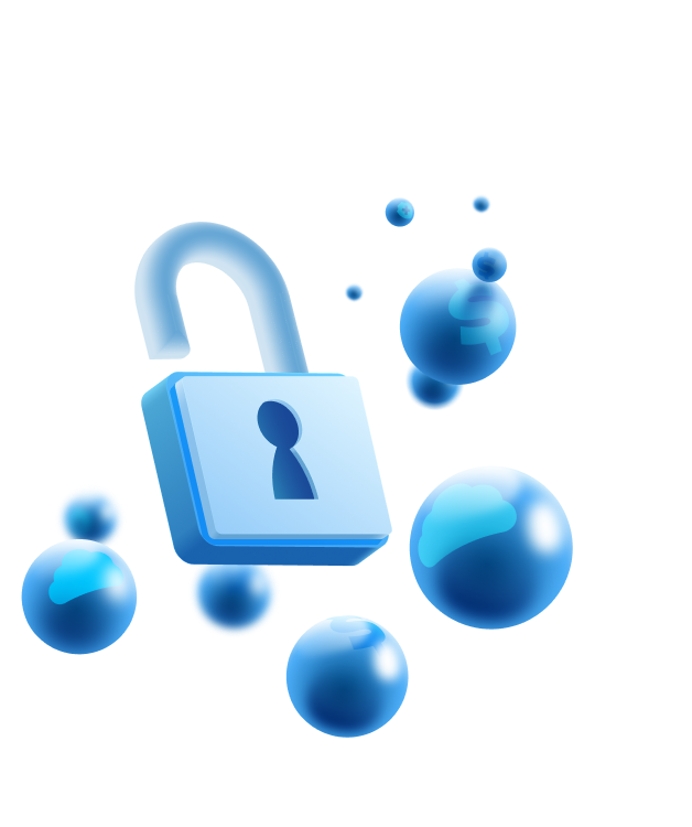 Open padlock symbolizing data access and security freedom.